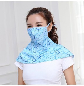 floral mask with full face neck cover dustproof summer sunscreen anti UV summer shawl face mask for women