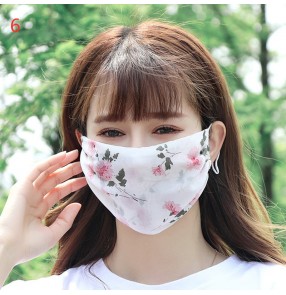 Floral reusable face mask for women dust proof breathable sunscreen protect mouth mask 