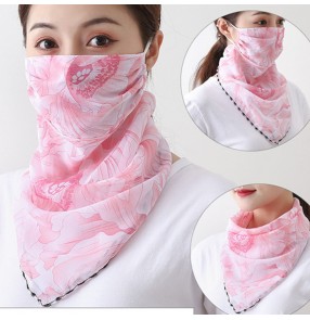 floral reusable scarf mask for female neck guard anti-uv summer breathable outdoor running sports sun protection face masks for women