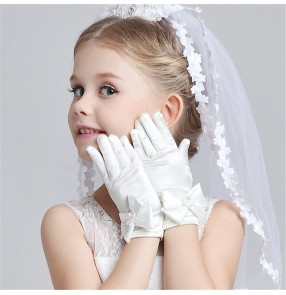 Flower girls wedding party gloves princess photos shooting chorus choir stage performance short gloves gants de filles de fleur