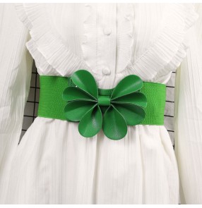 Fruit green decoration dress sashes singers stage performance wide belt women's elastic waistband simple girdle for lady