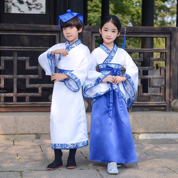 Kids Boy Girls Traditional Chinese Hanfu Dress Performance Costume Cloth Uniform 