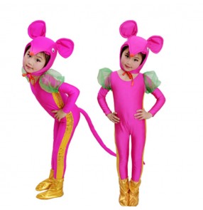 Girls animal mouse cartoon cosplay costumes school show anime drama kids children stage performance outfits 