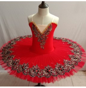 Girls ballet dance dresses kids children little swan lake professional classical professional ballerina stage performance tutu dress skirts costumes