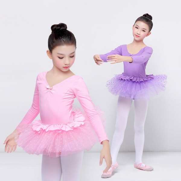Girls ballet dance dresses pink violet stage performance tutu skirt ...