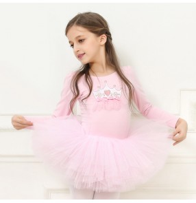 Girls ballet dance princess dresses for children pink purple blue modern dance stage performance gymnastics tutu skirt dance costumes