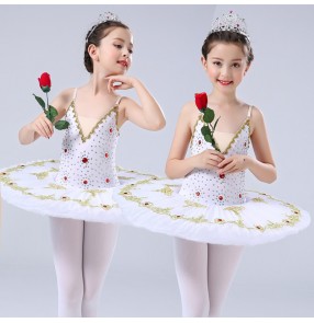 Girls ballet dresses pan cake ballerina kids children stage show performance modern dance tutu skirts costumes dresses