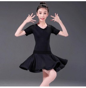 Girls black latin dresses competition stage performance professional salsa chacha rumba dancint dresses