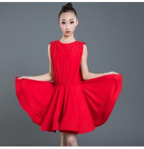 Girls black red latin dance dresses competition modern dance samba salsa chacha dance dresses costumes