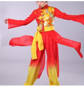 Girls boys Chinese Traditional dragon drummer Dance Costume for Stage Child National Folk Fan Dance Clothing Umbrella Oriental Dancer Wear Show