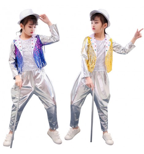 Girls boys jazz dance costumes royal blue sequin boys jazz dance ...