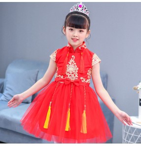 Girls boys princess jazz dance dresses show school stage performance competition dresses