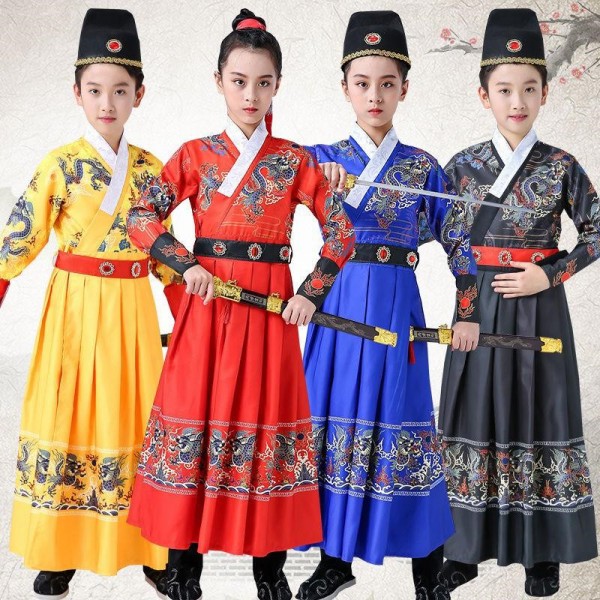 Ancient Chinese Traditional Costume Boy Swordsman Knights Performance children