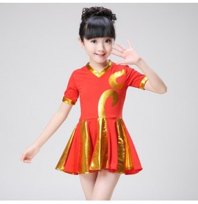 Girls cheer leaders fitness for kids children sports aerobics exercises stage performance square dancing dresses