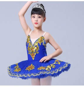 Girls children ballet dance dresses kids swan lake competition tutu skirts stage performance pancake ballerina dress