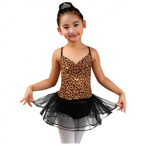 Girls children ballet tutu skirts professional leopard printed gymnastics modern dance stage performance costumes dress