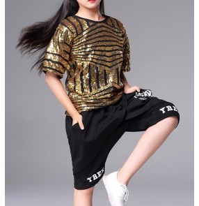 Girls children boys street modern dance costumes modern dance hiphop jazz singers gogo dancers tops and shorts