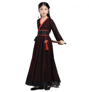 Girls children chinese ancient fairy hanfu chinese folk dance costumes stage performance christmas halloween party drama cosplay dresses