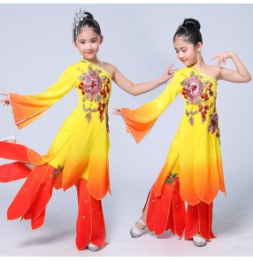 Girls children chinese folk dance costumes fairy cosplay dress yangko dam umbrella dance costumes