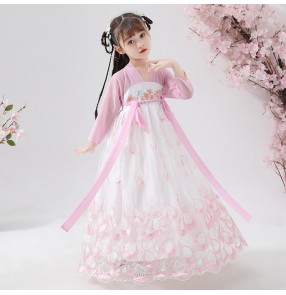 Girls children chinese folk dance dress hanfu anime drama cosplay fairy dresses stage performance party dress