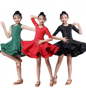 Girls Children competition ballroom latin dancing dresses stage performance chacha rumba modern dance dresses