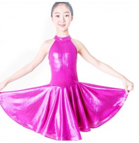 Girls children competition latin dancing dresses training rumba chacha salsa dancing skirts costumes