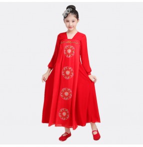 Girls children hanfu fairy drama cosplay dress Chinese folk dance umbrella classical dance dress