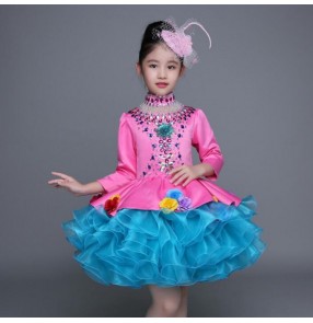 Girls children princess jazz singers chorus stage performance dresses model show competition model show cosplay dresses