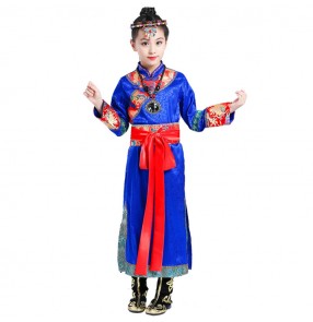 Girls Chinese folk dance costumes ancient traditional Mongolian dance stage performance drama cosplay dress robes