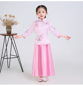 Girls Chinese folk dance costumes Ming dresses kids children drama cosplay princess dresses