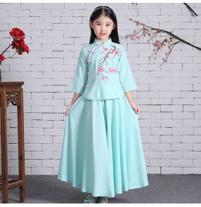 Girls chinese folk dance dresses qipao traditional photography performance hanfu fairy drama princess cosplay dresses 