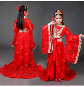 Girls chinese folk dance princess fairy dresses ancient traditional empress drama photos cosplay dresses kimono fairy cosplay tailing dress