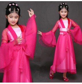 Girls chinese hanfu princess dress pink colored fairy ancient traditional drama photography dresses robes