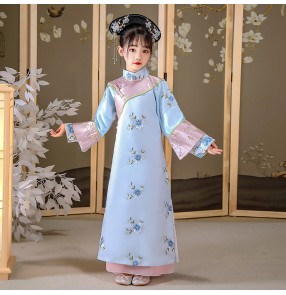 Girls' Chinse ancient Qing Dynasty court princess empress film cosplay dress Manchu costumes photos shooting long-sleeved robes children's Chinese Hanfu
