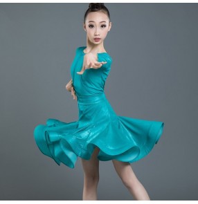 Girls competition ballroom latin dancing dresses kids children stage performance modern dance salsa rumba chacha dance skirts costumes