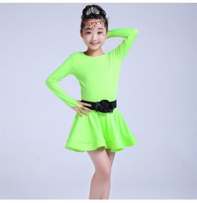 Girls competition latin ballroom dresses stage performance kids children rumba samba chacha skirts cosutmes dress