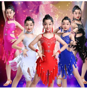 Girls competition latin dance dresses stage performance salsa rumba chacha dance skirts costumes