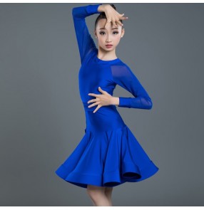 Girls competition latin dresses kids girls children ballroom training professional exercises dresses costumes