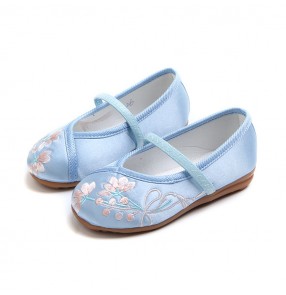 Girls embroidery soft soles folk dance shoes stage performance photos princess cosplay dancing flats 