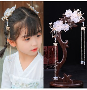 Girls fairy princess Hanfu headwear Children's antique hair accessories girl baby ancient headdress hairpin girls tassels hairpin