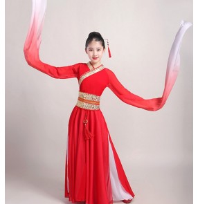 Girls hanfu chinese folk dance dresses for kids chinese ancient classical dance princess water sleeves fairy dance dresses 