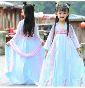 Girls Hanfu Fairy dress chinese folk dance Costumes for children anime drama cosplay kimono dress photos shooting Chinese Style Stage Dress