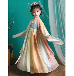 Girls' Hanfu Fairy Dresses Chinese style Tang Dynasty drama empress costume waist long-sleeved dress with big sleeves