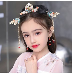 Girls Hanfu fairy princess cosplay headwear headdress children chinese costume stage performance hair accessories Ancient style hairpin studio accessories