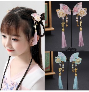 Girls hanfu princess fairy hairpin headdress children's antique style tassel hairpin pair clip antique ornament butterfly Hanfu hair accessory