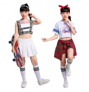 Girls hiphop jazz street dance costumes kids children stage performance cheerleaders school performance uniforms costumes