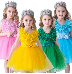 Girls jazz dance dresses children ballet princess dress school chorus christmas halloween model show party stage performance flower girls dresses