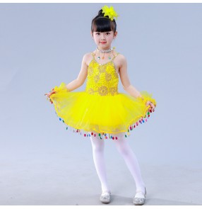 Girls jazz dress kids modern dance princess dresses robe de danse jazz pour enfants