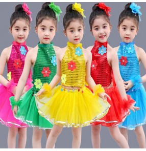 Girls jazz modern dance ballet dress costumes dress toddlers show stage performance singer host costumes outfits
