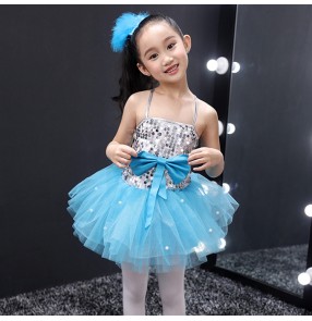 Girls jazz singers princess modern dance dresses robe de jazz princesse pour enfants school show competition costumes dresses